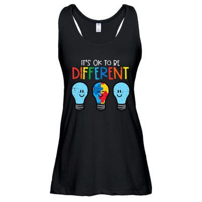 Autism Ok To Be Different Light It Up Blue Ladies Essential Flowy Tank