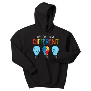 Autism Ok To Be Different Light It Up Blue Kids Hoodie