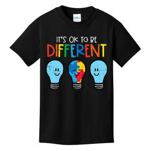 Autism Ok To Be Different Light It Up Blue Kids T-Shirt