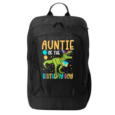 Auntie Of The Birthday Boy Family Matching Dinosaur Squad City Backpack