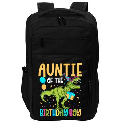 Auntie Of The Birthday Boy Family Matching Dinosaur Squad Impact Tech Backpack