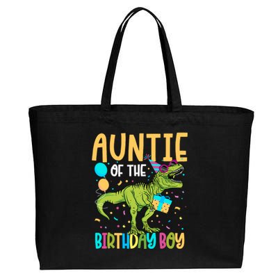 Auntie Of The Birthday Boy Family Matching Dinosaur Squad Cotton Canvas Jumbo Tote