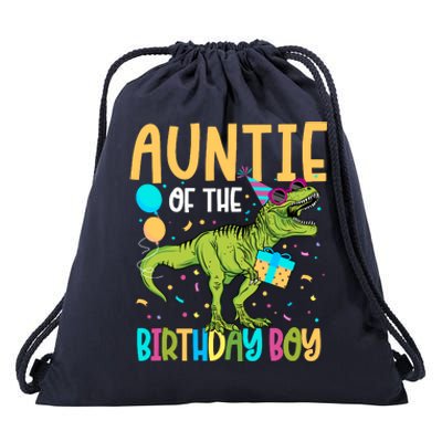 Auntie Of The Birthday Boy Family Matching Dinosaur Squad Drawstring Bag