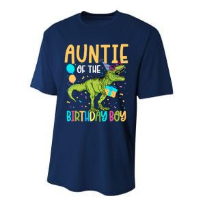 Auntie Of The Birthday Boy Family Matching Dinosaur Squad Performance Sprint T-Shirt