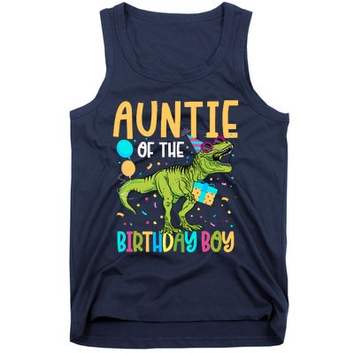 Auntie Of The Birthday Boy Family Matching Dinosaur Squad Tank Top