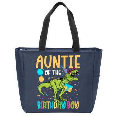 Auntie Of The Birthday Boy Family Matching Dinosaur Squad Zip Tote Bag