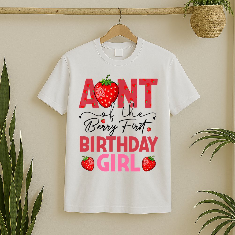 Aunt Of The Berry First Birthday Gifts Sweet Strawberry T-Shirt
