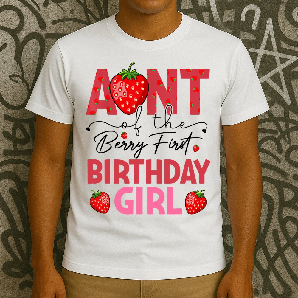 Aunt Of The Berry First Birthday Gifts Sweet Strawberry T-Shirt