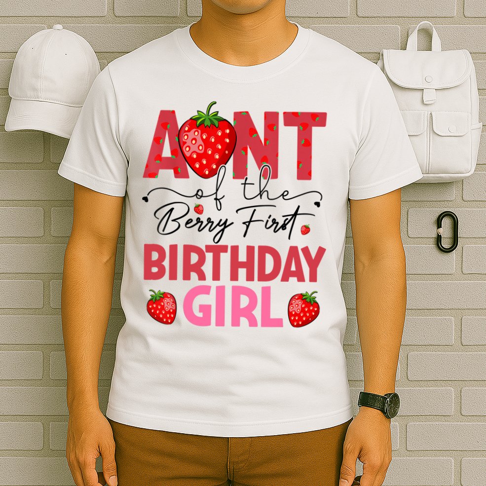 Aunt Of The Berry First Birthday Gifts Sweet Strawberry T-Shirt