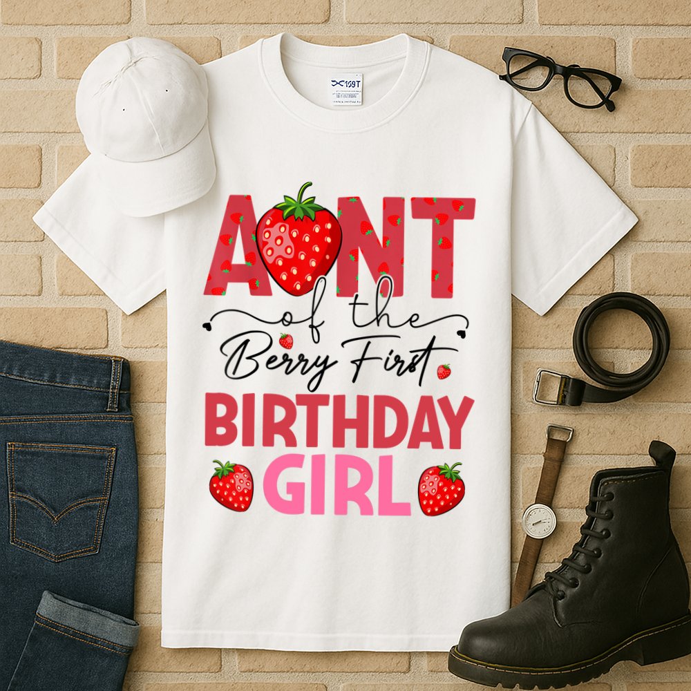 Aunt Of The Berry First Birthday Gifts Sweet Strawberry Tall T-Shirt