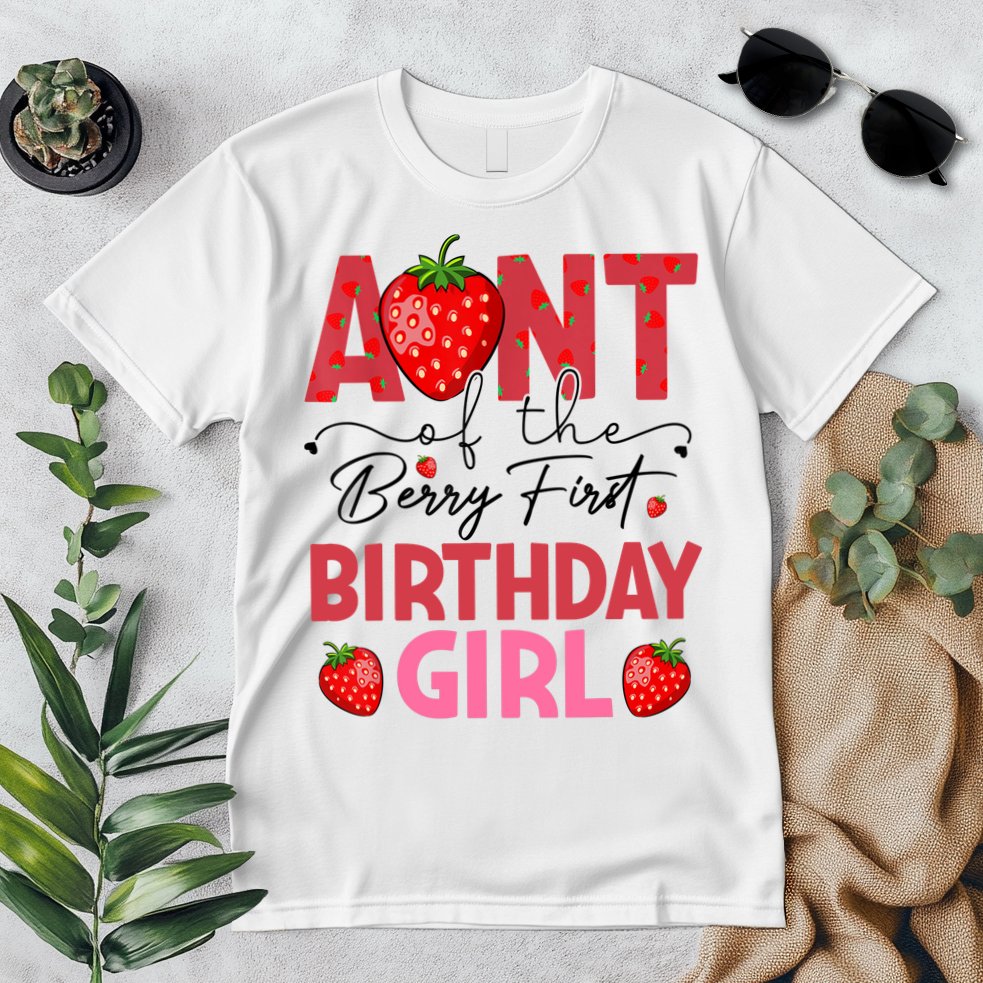 Aunt Of The Berry First Birthday Gifts Sweet Strawberry Premium T-Shirt