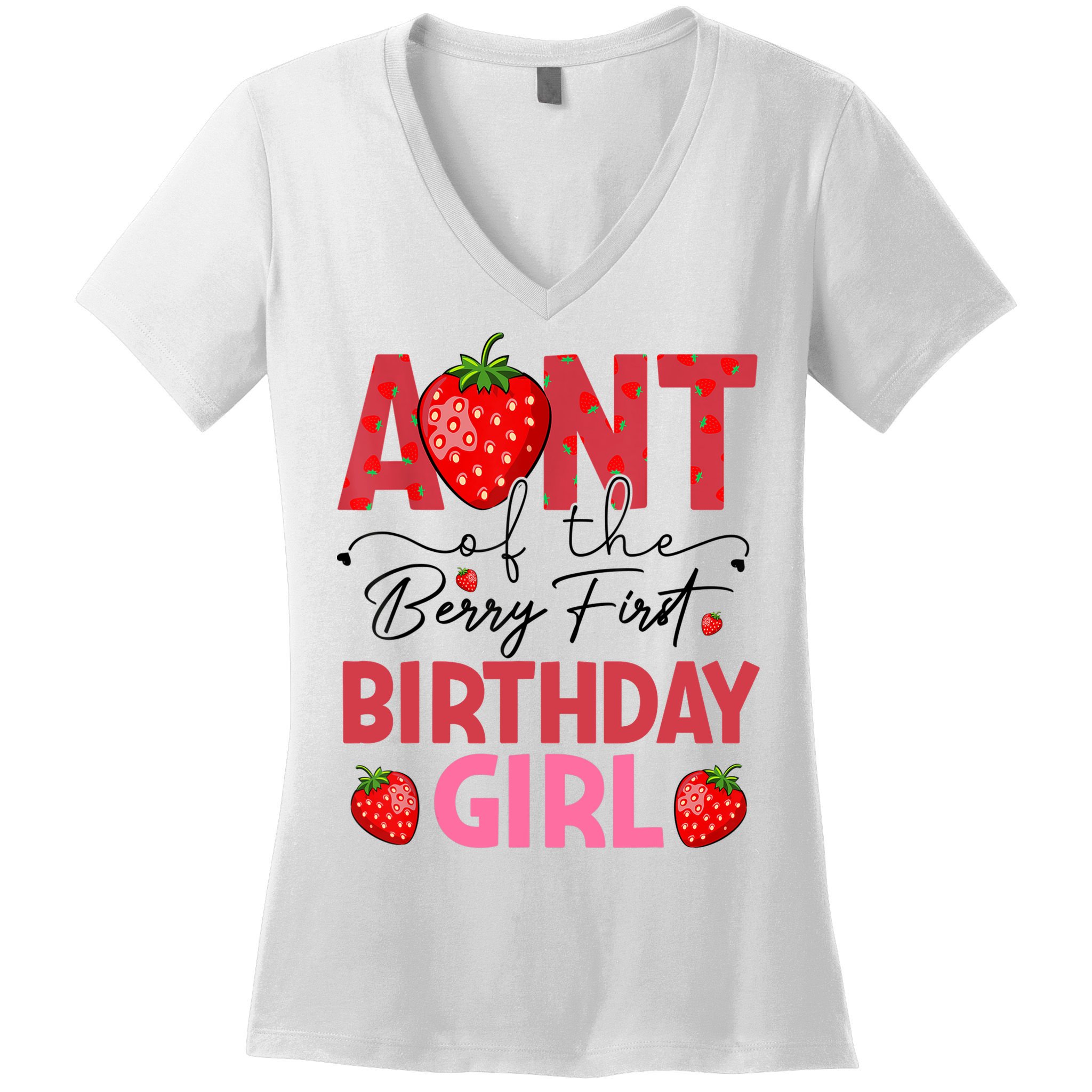 Aunt Of The Berry First Birthday Gifts Sweet Strawberry Women's V-Neck T-Shirt