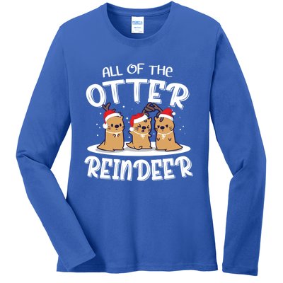 All Of The Otter Reindeer Christmas Otter Lover Cute Gift Ladies Long Sleeve Shirt