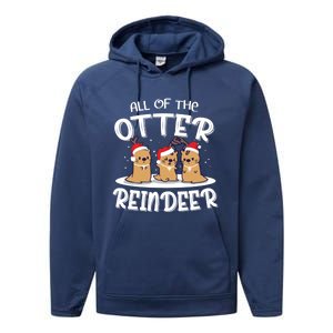 All Of The Otter Reindeer Christmas Otter Lover Cute Gift Performance Fleece Hoodie