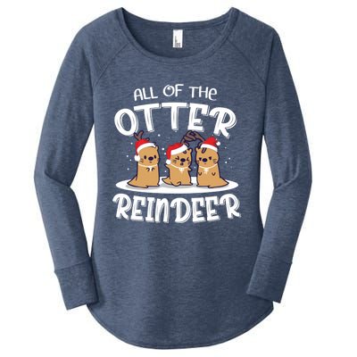 All Of The Otter Reindeer Christmas Otter Lover Cute Gift Women's Perfect Tri Tunic Long Sleeve Shirt