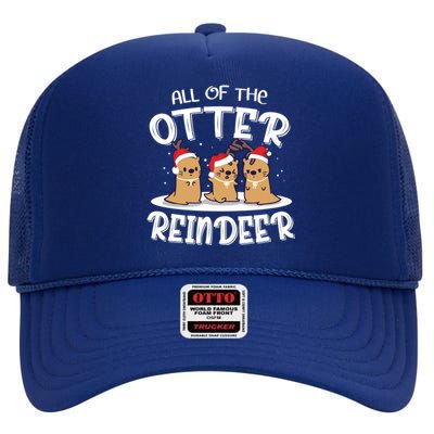 All Of The Otter Reindeer Christmas Otter Lover Cute Gift High Crown Mesh Back Trucker Hat