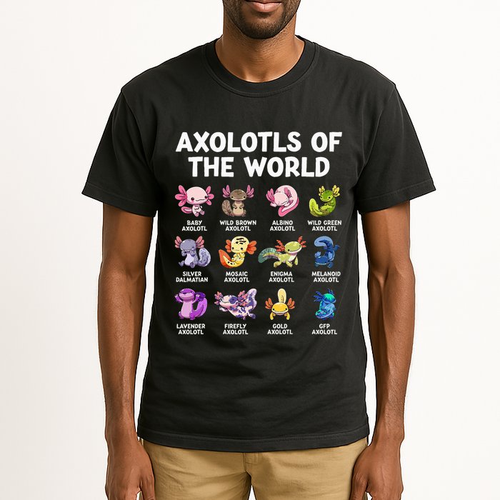 Axolotls Of The World Kawaii Types Of Axolotl Fish Amphibian Tall T-Shirt