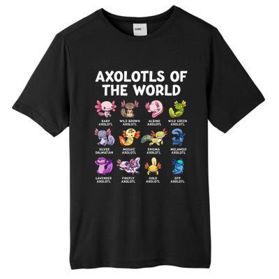 Axolotls Of The World Kawaii Types Of Axolotl Fish Amphibian Tall Fusion ChromaSoft Performance T-Shirt