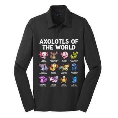 Axolotls Of The World Kawaii Types Of Axolotl Fish Amphibian Silk Touch Performance Long Sleeve Polo