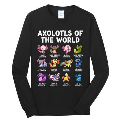 Axolotls Of The World Kawaii Types Of Axolotl Fish Amphibian Tall Long Sleeve T-Shirt