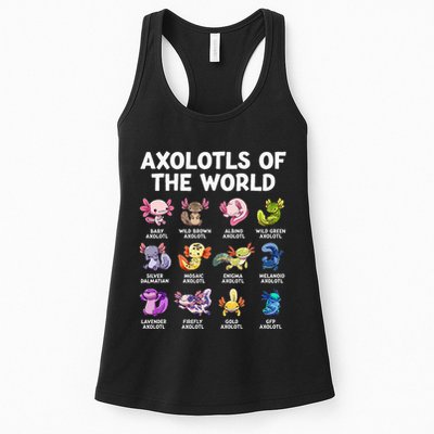 Axolotls Of The World Kawaii Types Of Axolotl Fish Amphibian Womens Tank Top