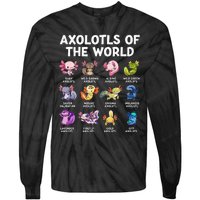 Axolotls Of The World Kawaii Types Of Axolotl Fish Amphibian Tie-Dye Long Sleeve Shirt