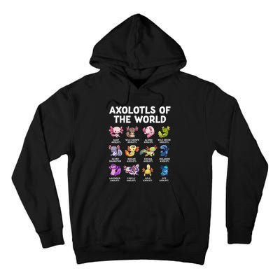 Axolotls Of The World Kawaii Types Of Axolotl Fish Amphibian Tall Hoodie