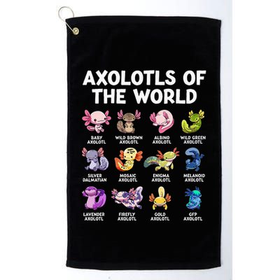 Axolotls Of The World Kawaii Types Of Axolotl Fish Amphibian Golf Towel