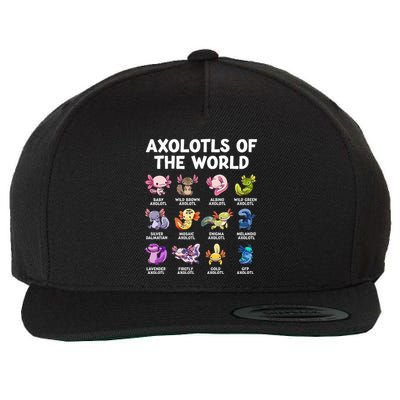 Axolotls Of The World Kawaii Types Of Axolotl Fish Amphibian Wool Snapback Cap