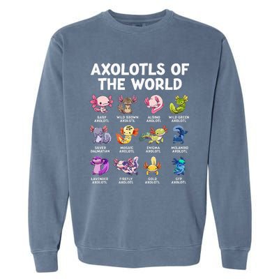 Axolotls Of The World Kawaii Types Of Axolotl Fish Amphibian Garment-Dyed Sweatshirt