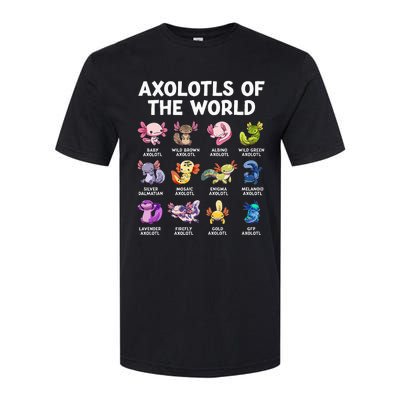 Axolotls Of The World Kawaii Types Of Axolotl Fish Amphibian Softstyle CVC T-Shirt