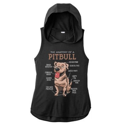 Anatomy Of The Pitbull Gift Pit Bull Bulldogs And Terriers Ladies PosiCharge Tri-Blend Wicking Draft Hoodie Tank