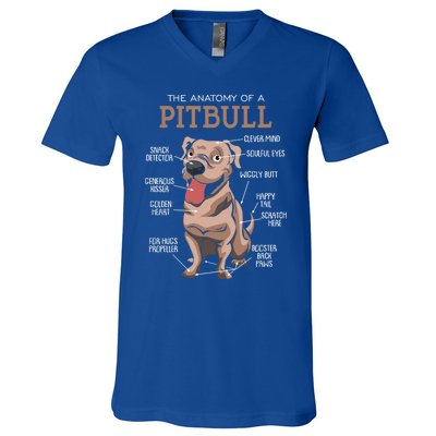 Anatomy Of The Pitbull Gift Pit Bull Bulldogs And Terriers V-Neck T-Shirt