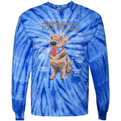 Anatomy Of The Pitbull Gift Pit Bull Bulldogs And Terriers Tie-Dye Long Sleeve Shirt