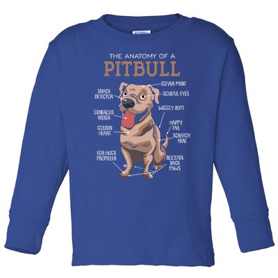 Anatomy Of The Pitbull Gift Pit Bull Bulldogs And Terriers Toddler Long Sleeve Shirt