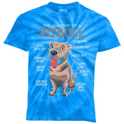 Anatomy Of The Pitbull Gift Pit Bull Bulldogs And Terriers Kids Tie-Dye T-Shirt