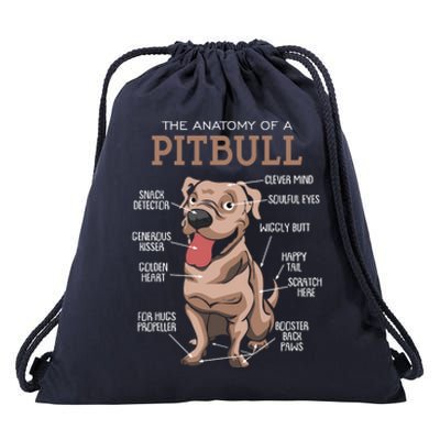 Anatomy Of The Pitbull Gift Pit Bull Bulldogs And Terriers Drawstring Bag