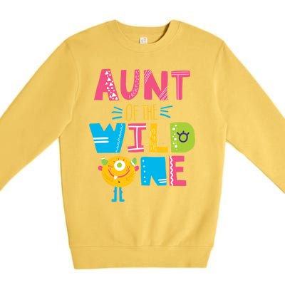 Aunt Of The Wild One Year Old First Birthday Meaningful Gift Premium Crewneck Sweatshirt