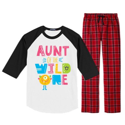 Aunt Of The Wild One Year Old First Birthday Meaningful Gift Raglan Sleeve Pajama Set