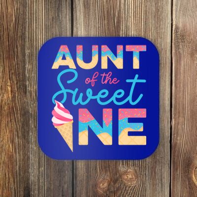 Aunt Of The Sweet One Ice Cream 1st First Family Birthday Gift Coaster