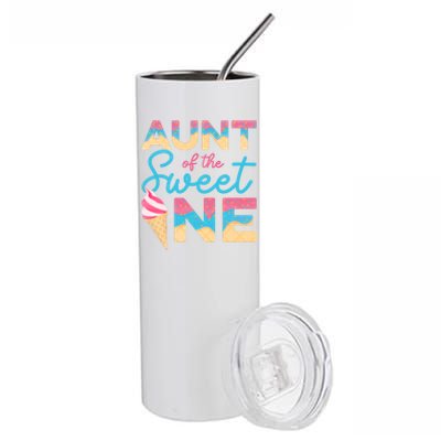 Aunt Of The Sweet One Ice Cream 1st First Family Birthday Gift Stainless Steel Tumbler