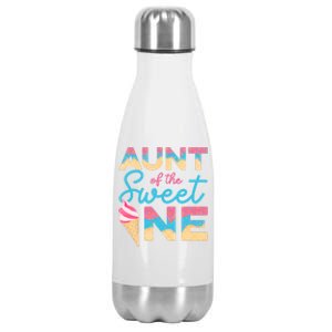 Aunt Of The Sweet One Ice Cream 1st First Family Birthday Gift Stainless Steel Insulated Water Bottle