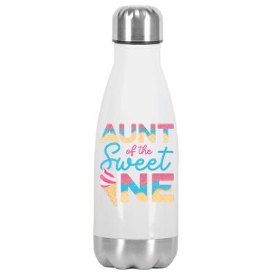 Aunt Of The Sweet One Ice Cream 1st First Family Birthday Gift Stainless Steel Insulated Water Bottle