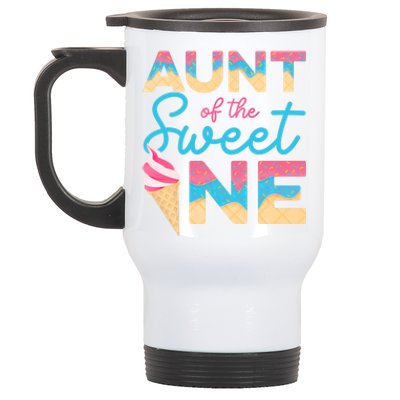 Aunt Of The Sweet One Ice Cream 1st First Family Birthday Gift Stainless Steel Travel Mug