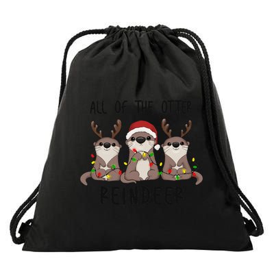 All of the Otter Reindeer Cute Christmas Animal Otter Pun Drawstring Bag
