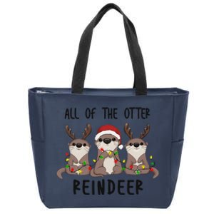 All of the Otter Reindeer Cute Christmas Animal Otter Pun Zip Tote Bag