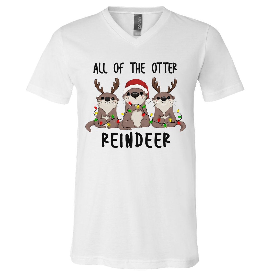 All of the Otter Reindeer Cute Christmas Animal Otter Pun V-Neck T-Shirt
