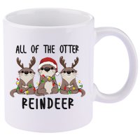All of the Otter Reindeer Cute Christmas Animal Otter Pun 11oz C Handle Ceramic Mug