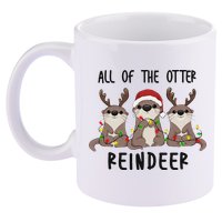All of the Otter Reindeer Cute Christmas Animal Otter Pun 11oz C Handle Ceramic Mug