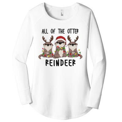 All of the Otter Reindeer Cute Christmas Animal Otter Pun Women's Perfect Tri Tunic Long Sleeve Shirt